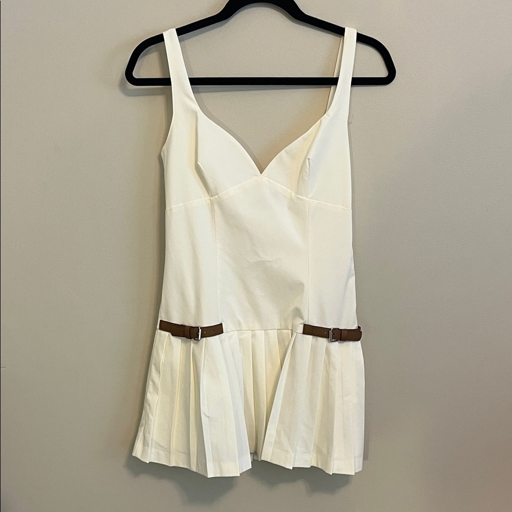 Zara Cream Sleeveless Top with Brown Accents